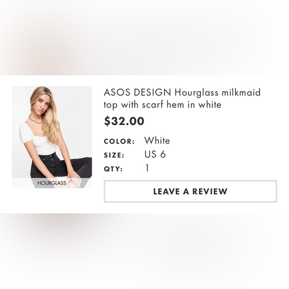 ASOS DESIGN Hourglass milkmaid top with scarf hem in white - Picture 2 of 3
